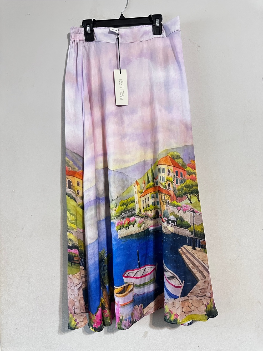 Rachel Zoe Watercolor Mediterranean Scenic Maxi Skirt Size S NWT 🌸🌊